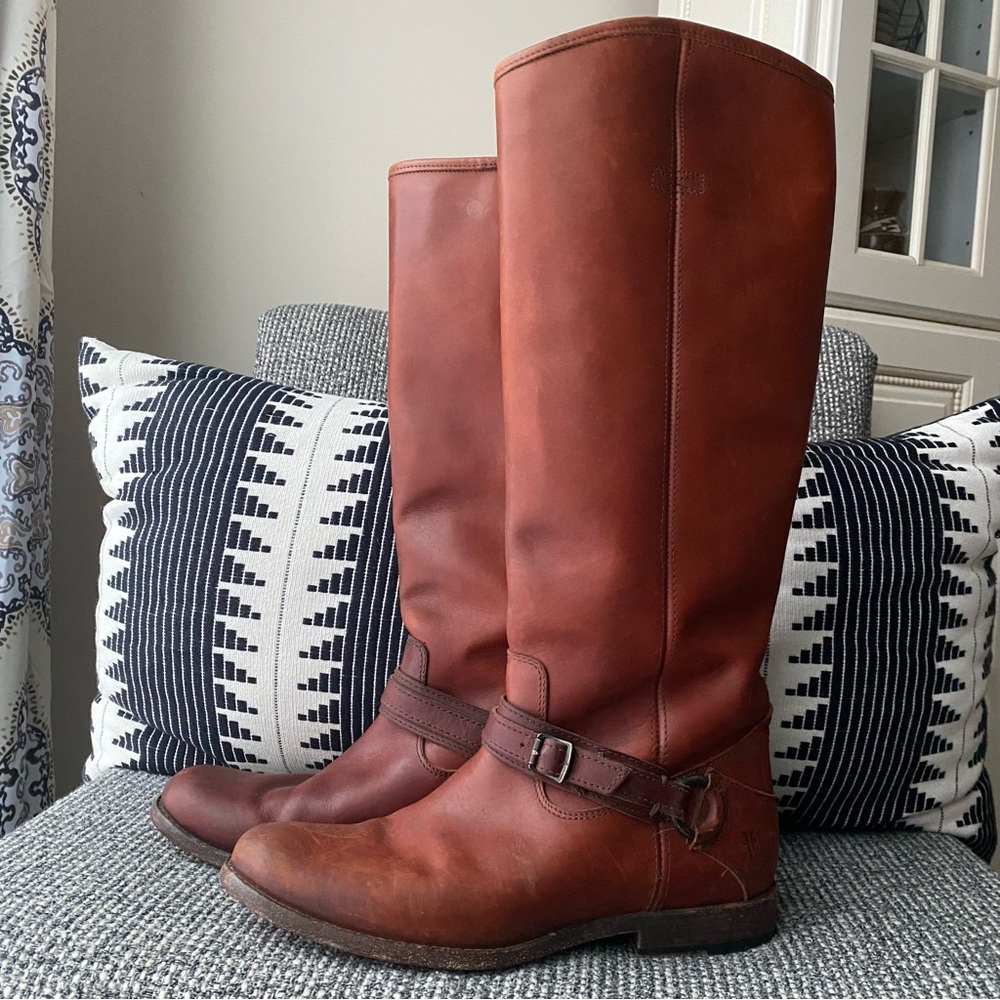 Frye Cognac Harness Tall Riding Boots - Picture 15 of 15